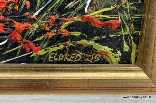 268 Sold Mark Eldred - Oil on Board - Montbretia and Purple Loostrife Reflections - Image 3