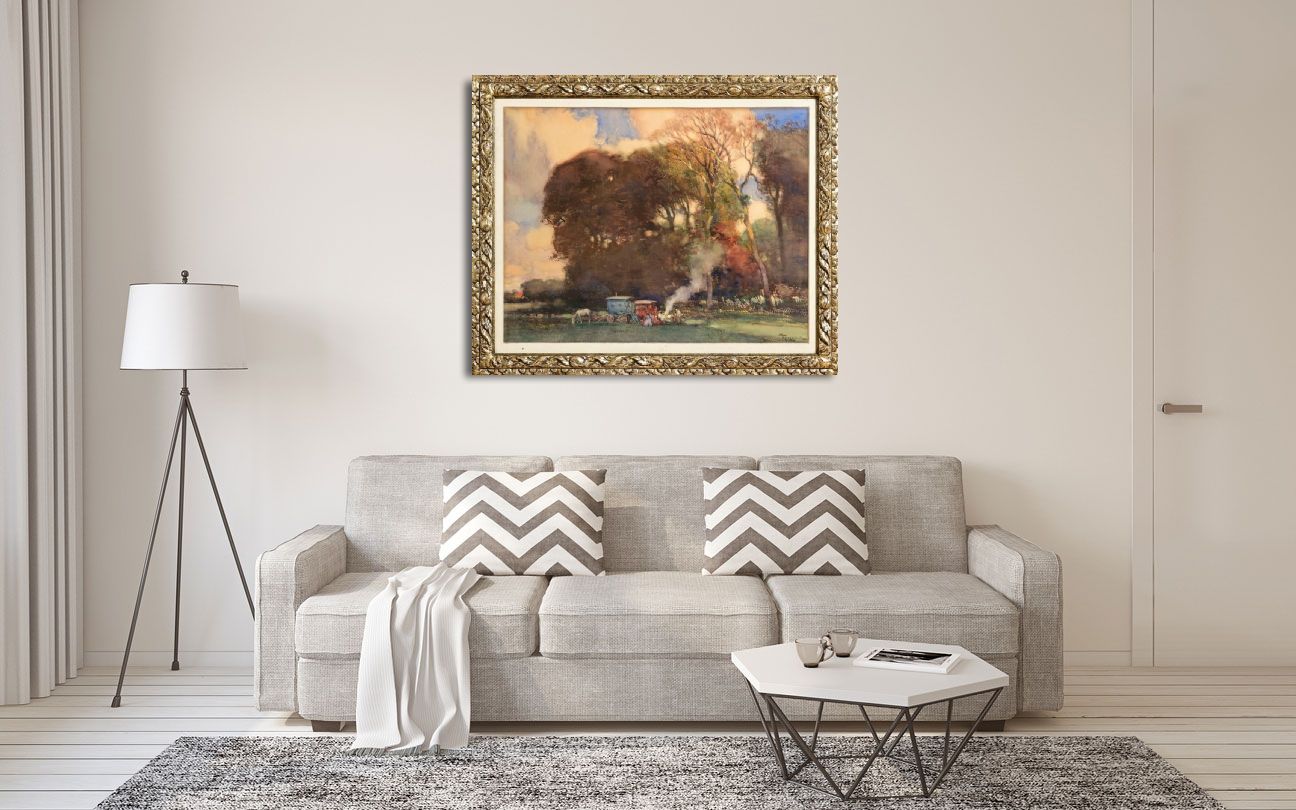 614 'The Encampment' Watercolour - Fernand Toussaint ( 1873 – 1956 ) - Image 4