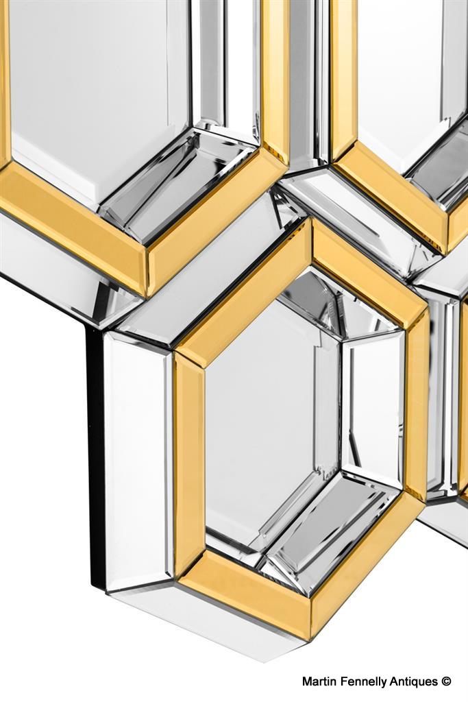 M019 Sold Art Deco Inspired Mirror - Nickel and Gold - Mid Century - Modern - Image 3