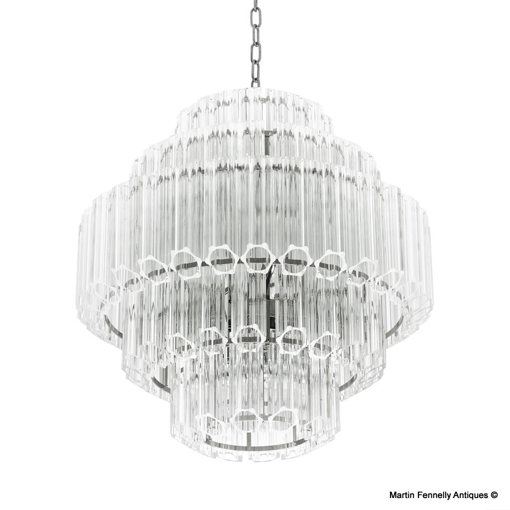 M054 Large Art Deco Design Clear Crystal Chadelier - Vittoria - Eichholtz - Image 2