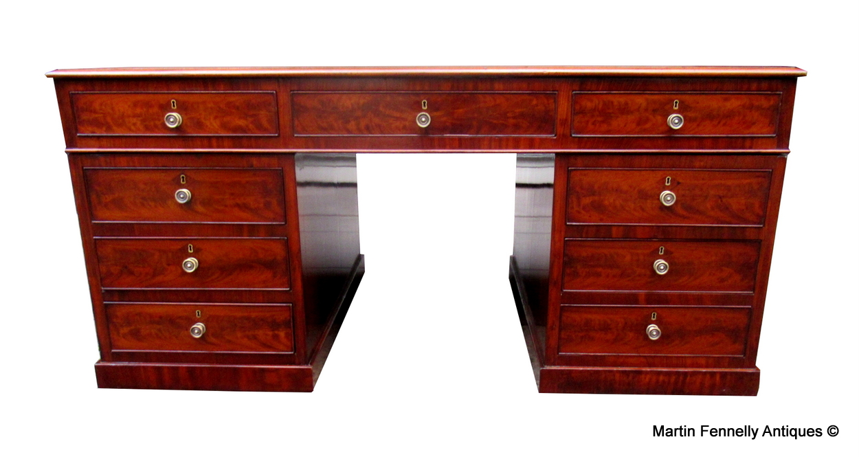 107 Sold Late Georgian Partners Desk - English - Mahogany - Circa 1825 - Image 3