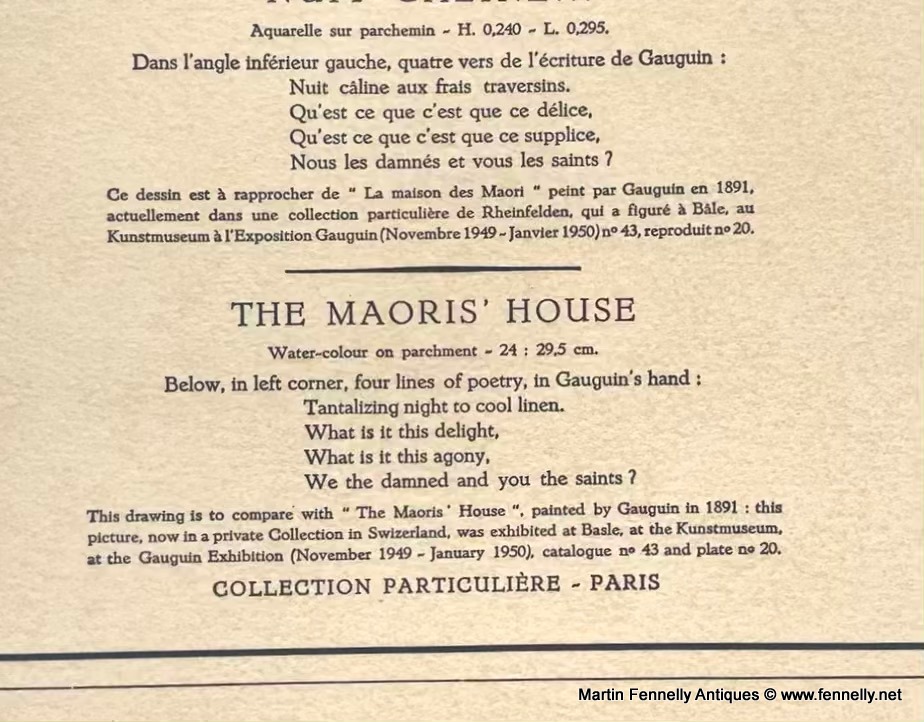 733 Sordam Reproduction of Paul Gauguin's Nuit Caline 1951 - Image 4