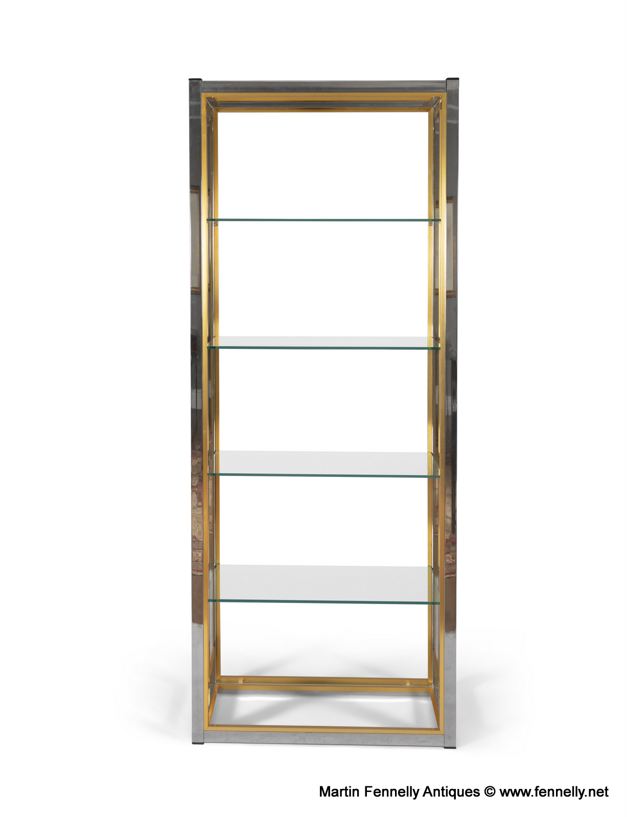 M129 Pair Hollywood Regency Étagères in Brass and Smoked Glass by Renato Zevi - Image 2