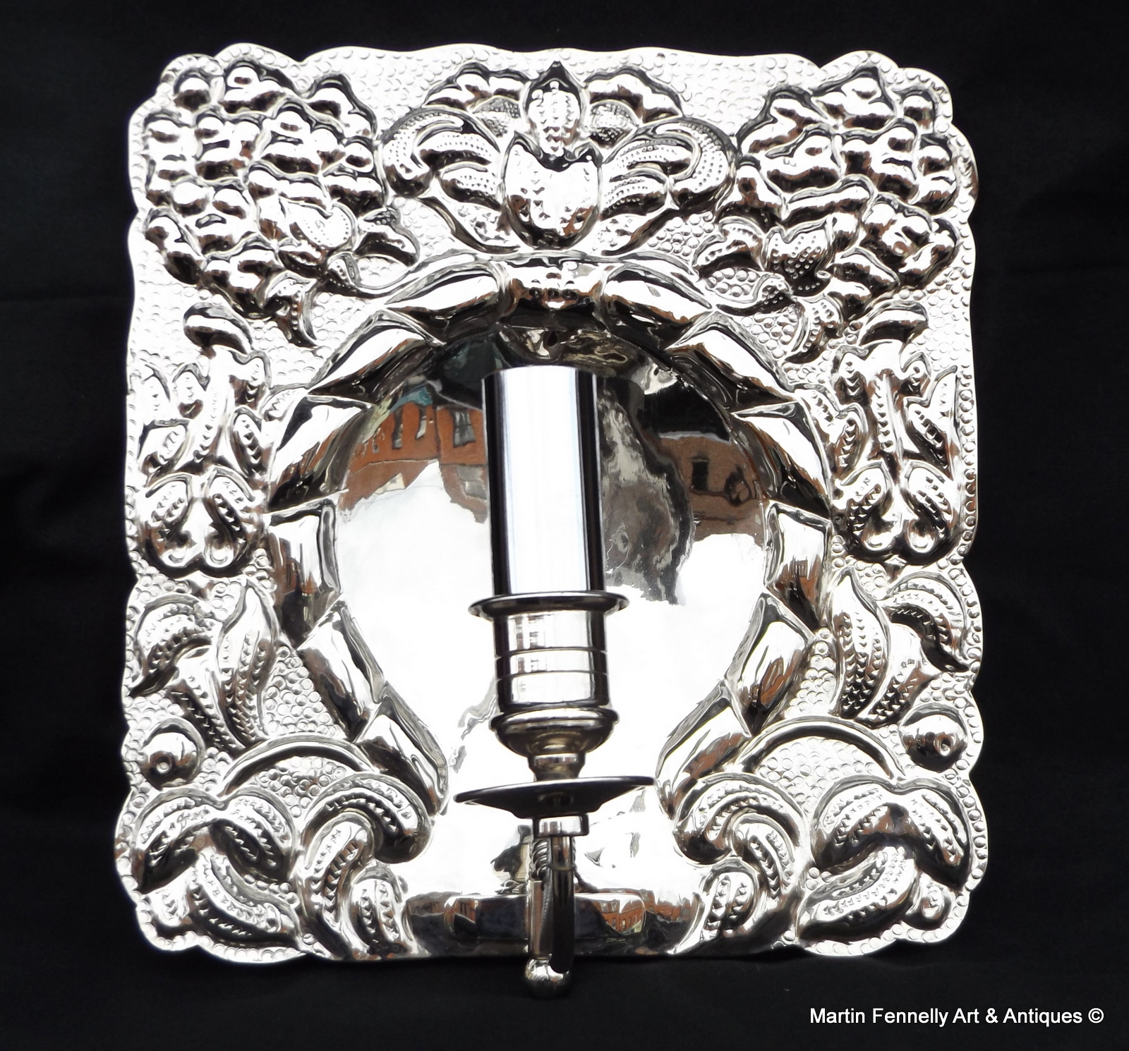 719 Pair Art Nouveau Wall Sconces - Silver Plated - Image 2