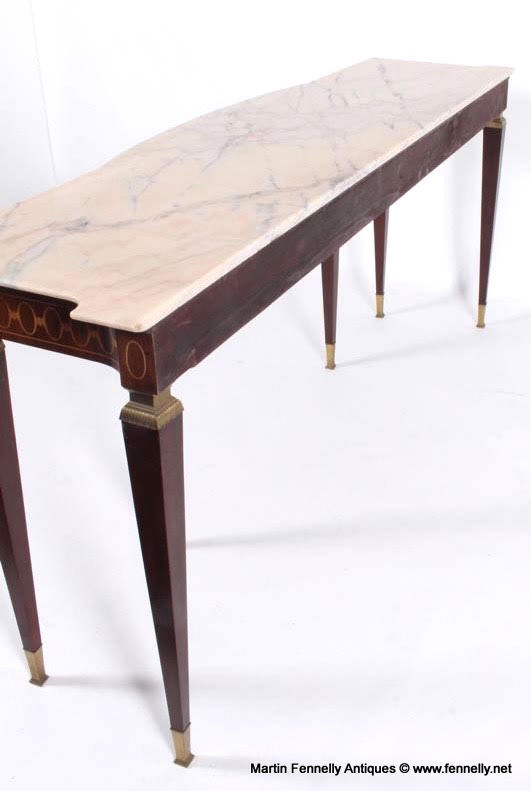 208 Sold Italian Marquetry Inlaid Marble Top Console Table by Paolo Buffa - Image 4