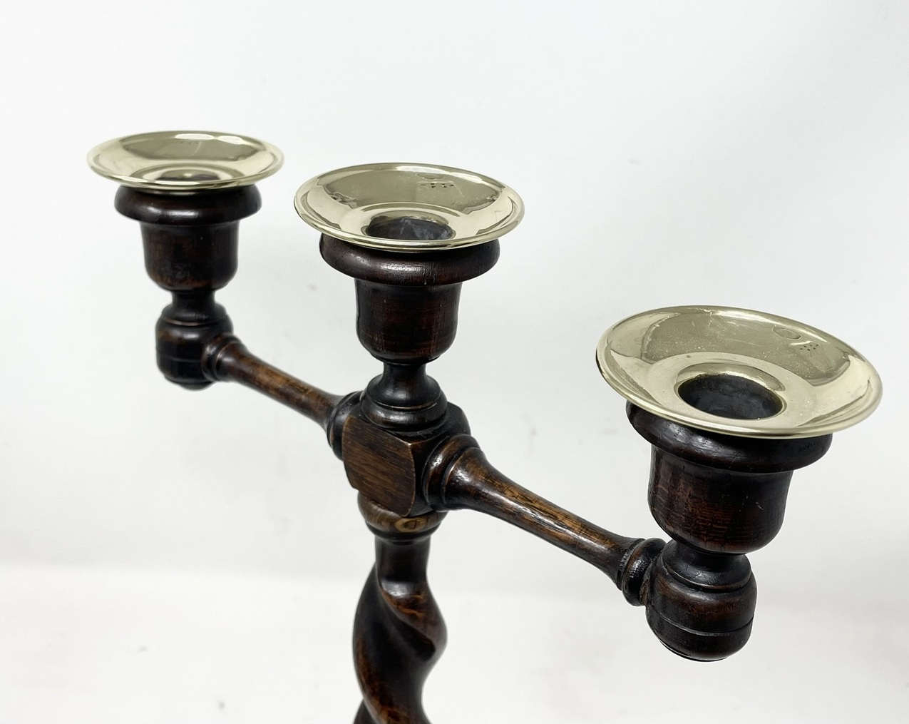 771 Sold Rare Pair of Thrre Light Oak Candelabra - Circa 1900 - Image 5