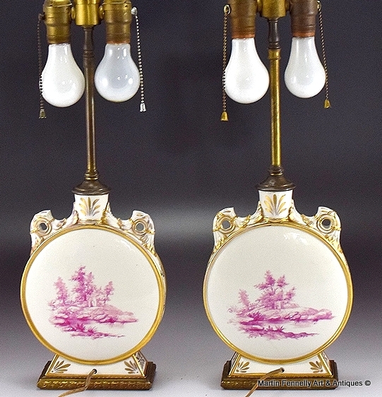879 Sold Pair of French Limoges Porcelain Table Lamps - Crca 1890 - Image 2