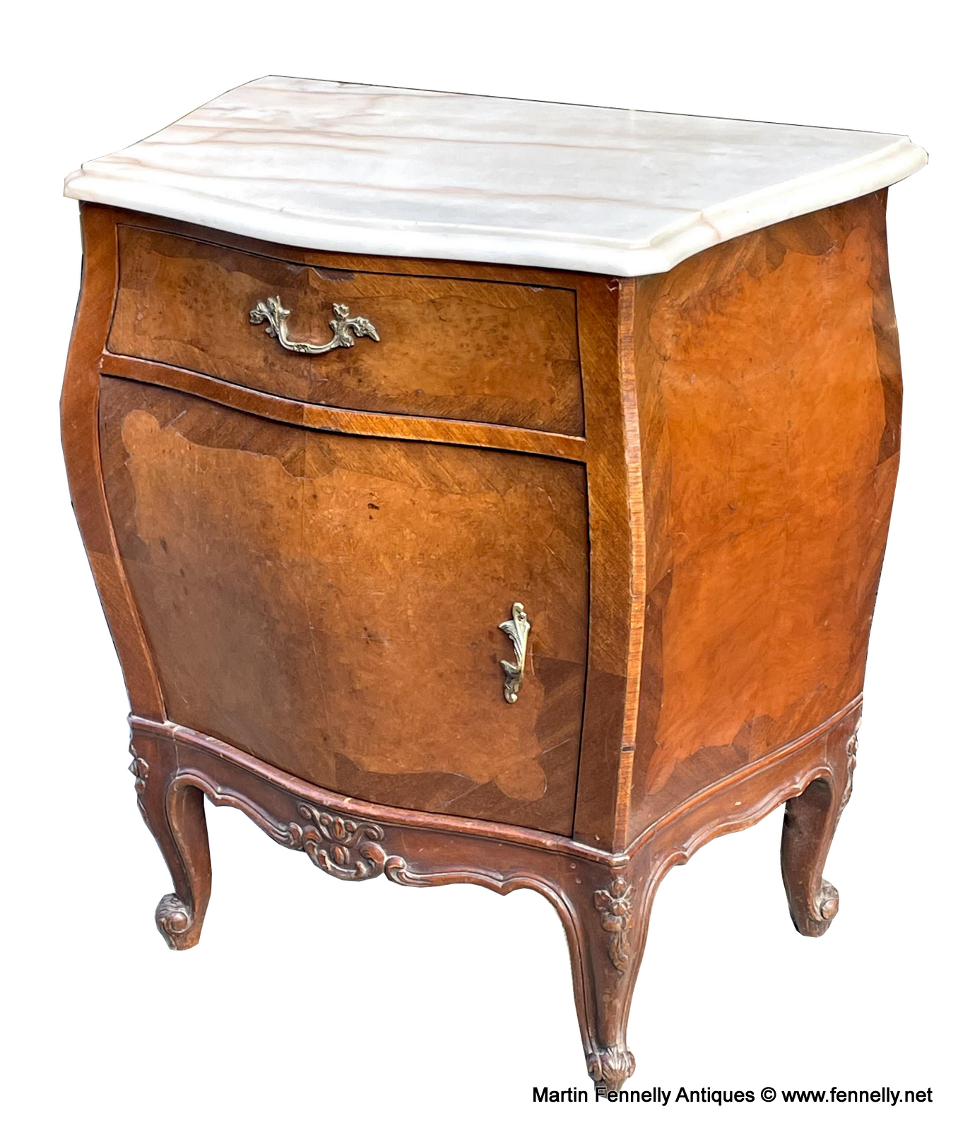 634 Pair of Burl Walnut Edwardian French Bedside Cabinets - Circa 1900 - Image 2