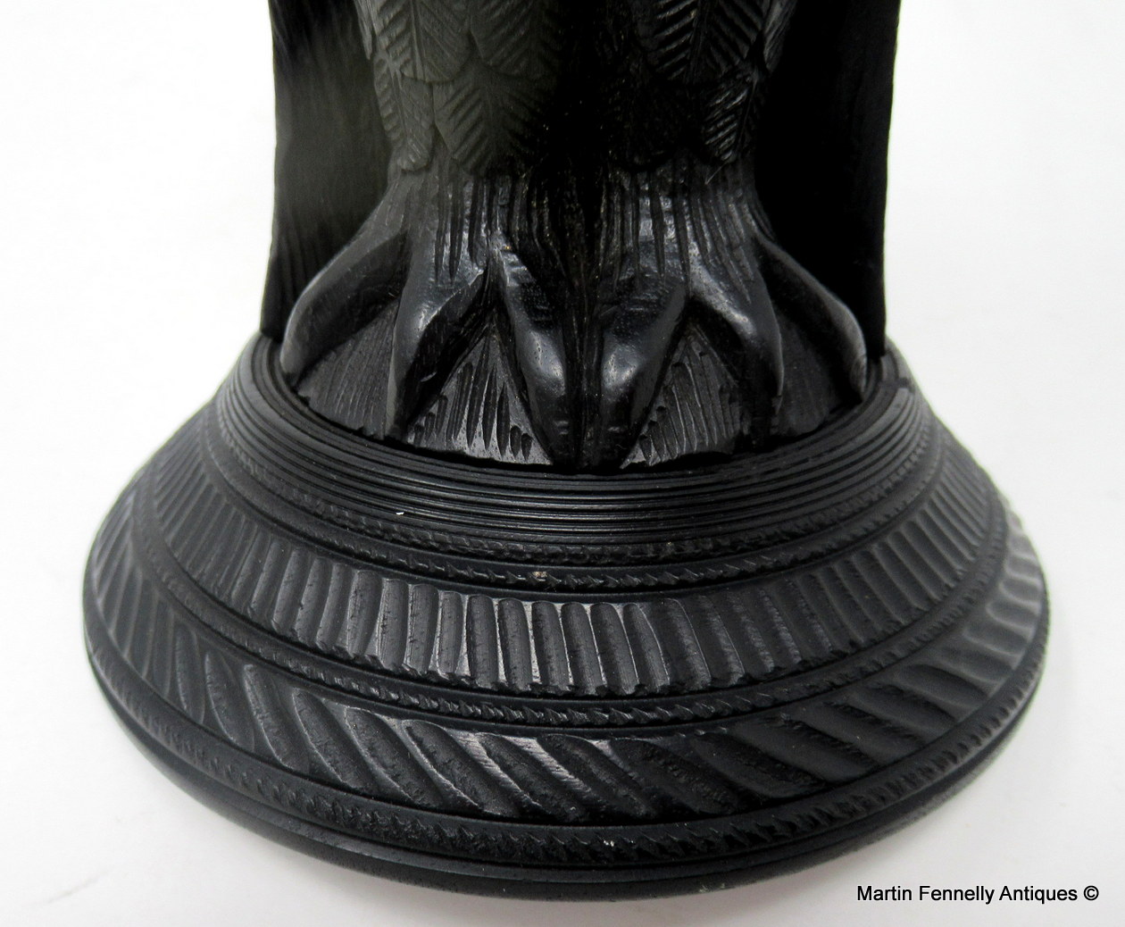 536 Sold Fine Irish Bog Oak Hand Carved Owl poss. by Cornelius Goggin 19thCt - Image 6