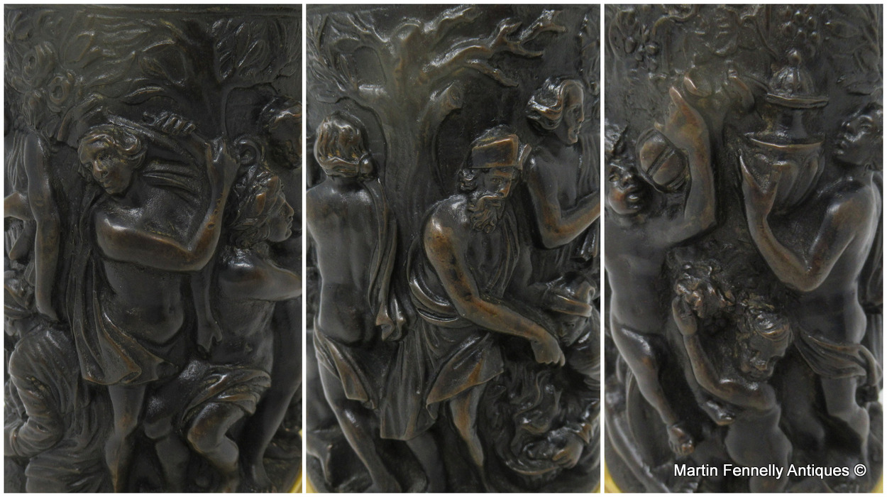 288 Sold French Grand Tour Bronze Ormolu Tankard Bacchanalian Revel Banquet 19Ct - Image 7