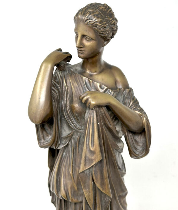 806 Sold Antique Female French Classical Bronze Diana Robing Praxiteles Audin Marseille