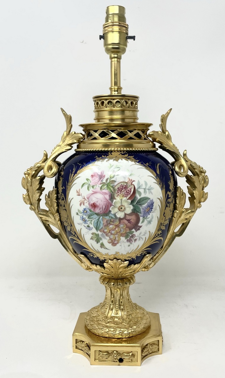 666 Sold Pair Antique French Sèvres Porcelain Ormolu Gilt Bronze Dore Table Urn Lamps - Image 8
