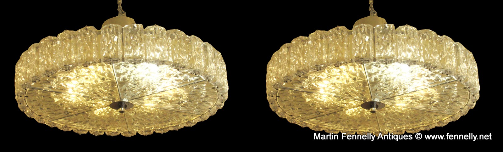 237 Sold Spectacular Pair of Murano Crystal Mid Century Chandeliers Circa 1950