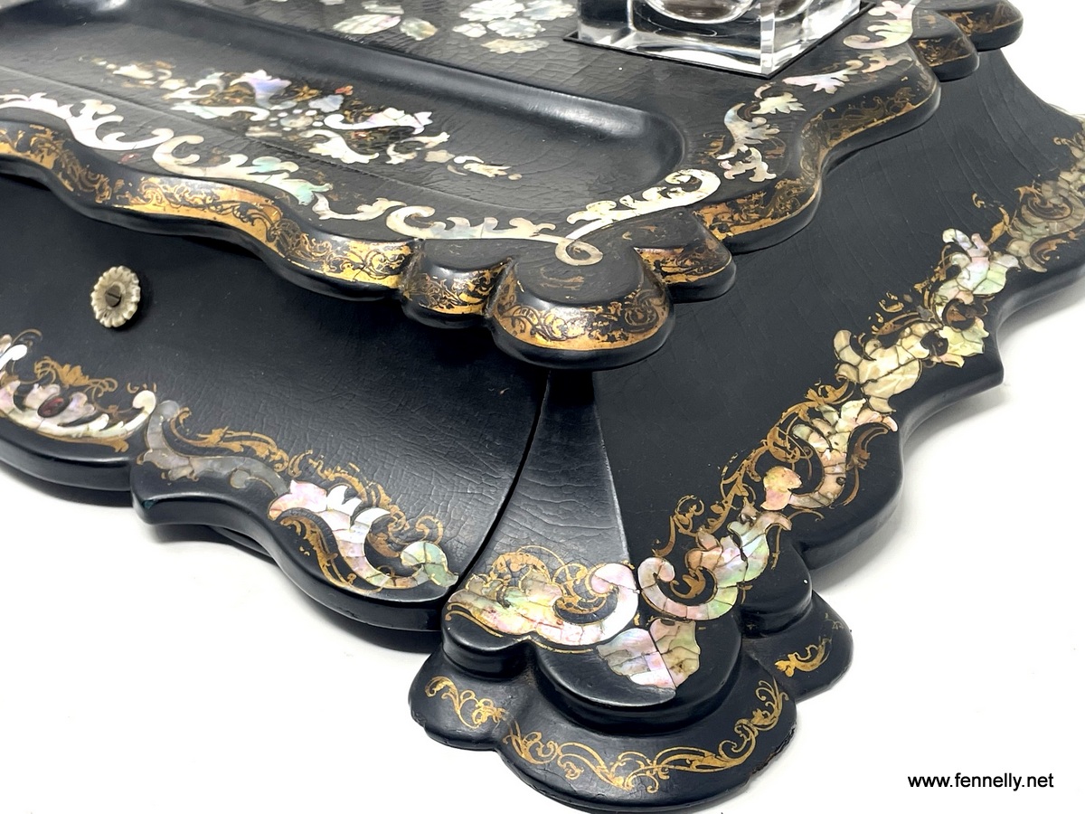 544 English Victorian Japanned Papier Mache desk set Circa 1890 - Image 10