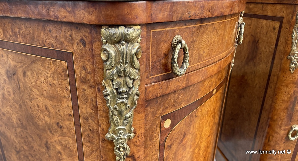949 Stunning Pair of French Walnut Cabinets - Circa 1890 - Image 4