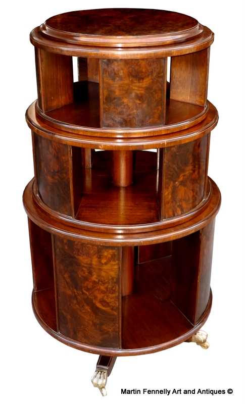 408 Sold Victorian Walnut 'Wedding Cake' Revolving Bookcase - Circa 1880