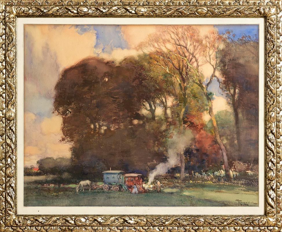 614 'The Encampment' Watercolour - Fernand Toussaint ( 1873 – 1956 ) - Image 2