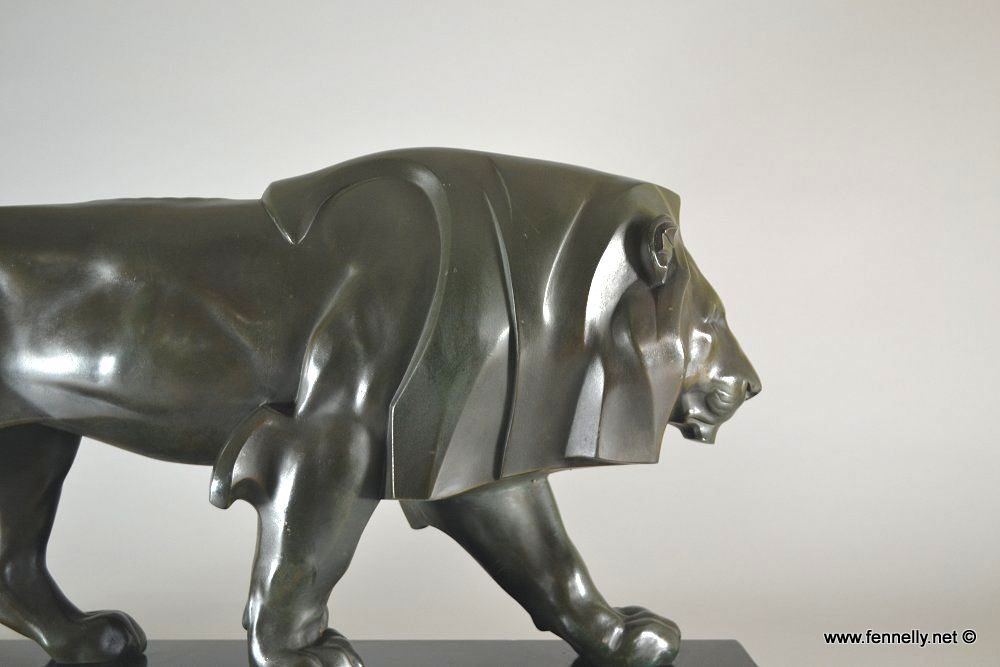 535 Max Le Verrier Bronze - Walking Lion - Art Deco - French - Image 4