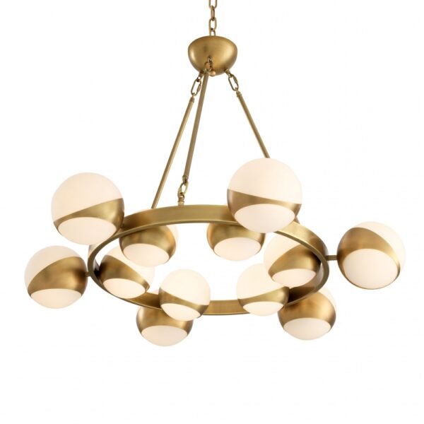 M155 Piazetta Chandelier - Eichholtz - Antique Brass White Shades