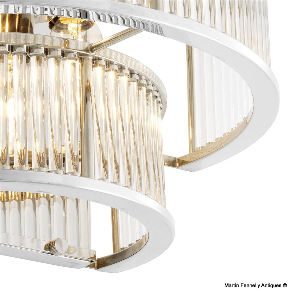 M006 Pair of Nickel and Clear Glass Wall Lights - Art Deco Design - Image 5