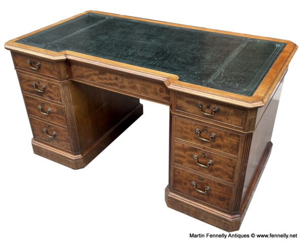 080 Sold Irish Mahogany Desk - Hicks of Dublin - Circa 1910