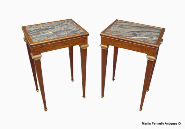 281 Sold Stylish 19th Century Pair of Mahogany with Marble - Top End Tables