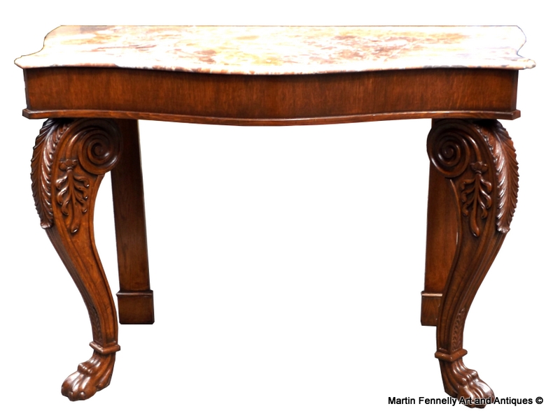 196 Irish Console Table - Circa 1830 - Oak and Marble - Image 2
