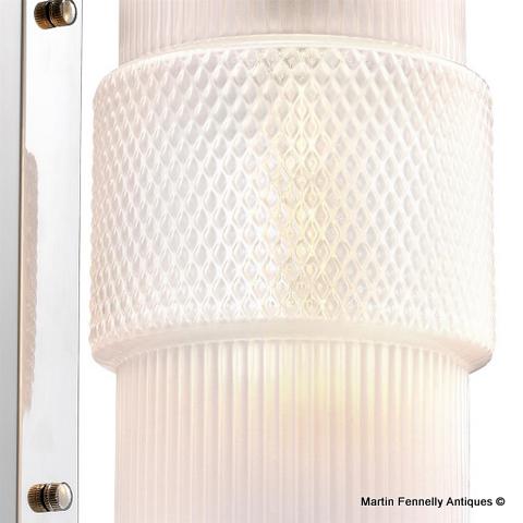 M095 Pair of Nickel and White Glass wall lights - Deco Style - Image 4