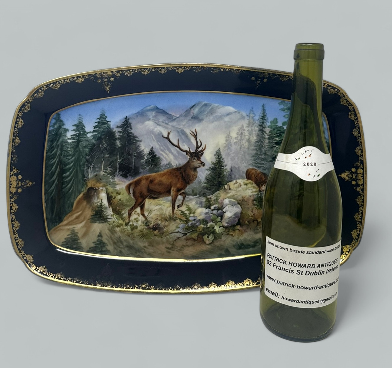 356 Antique Epiag Royal Czechoslovakian Porcelain Cabinet Plate Tray Highland Deer - Image 7