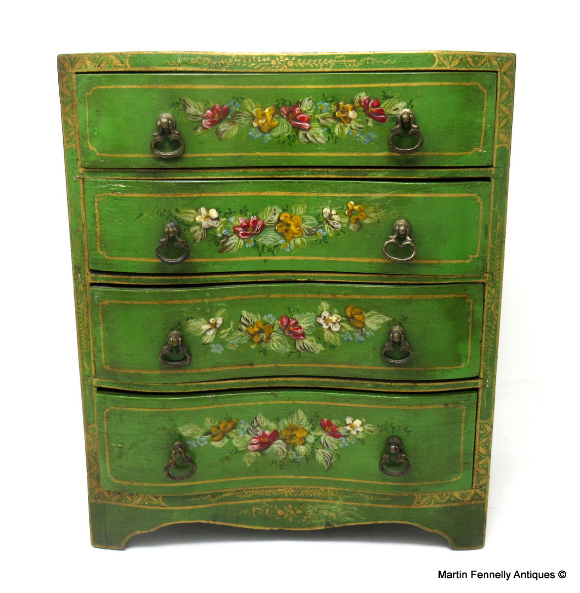 551 Sold Victorian Miniature Hand Painted Serpentine Fronted Chest - English Circa 1900 - Image 3