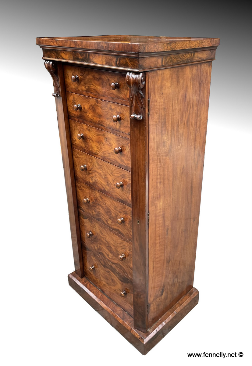 635 Sold Rare Walnut Wellington Chest - Circa 1860