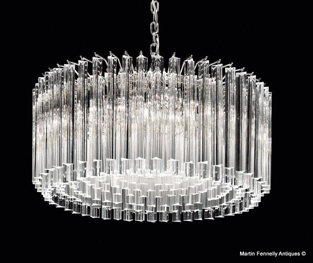 453 Sold Pair Italian - Murano Cut Glass Chandelier - Large - Image 2