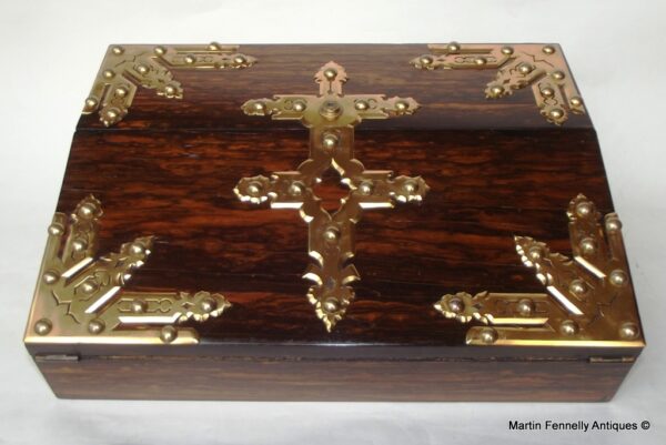 026 Sold Coromandle Writing Slope Possibly Irish, Austins Dublin mid 19th Century