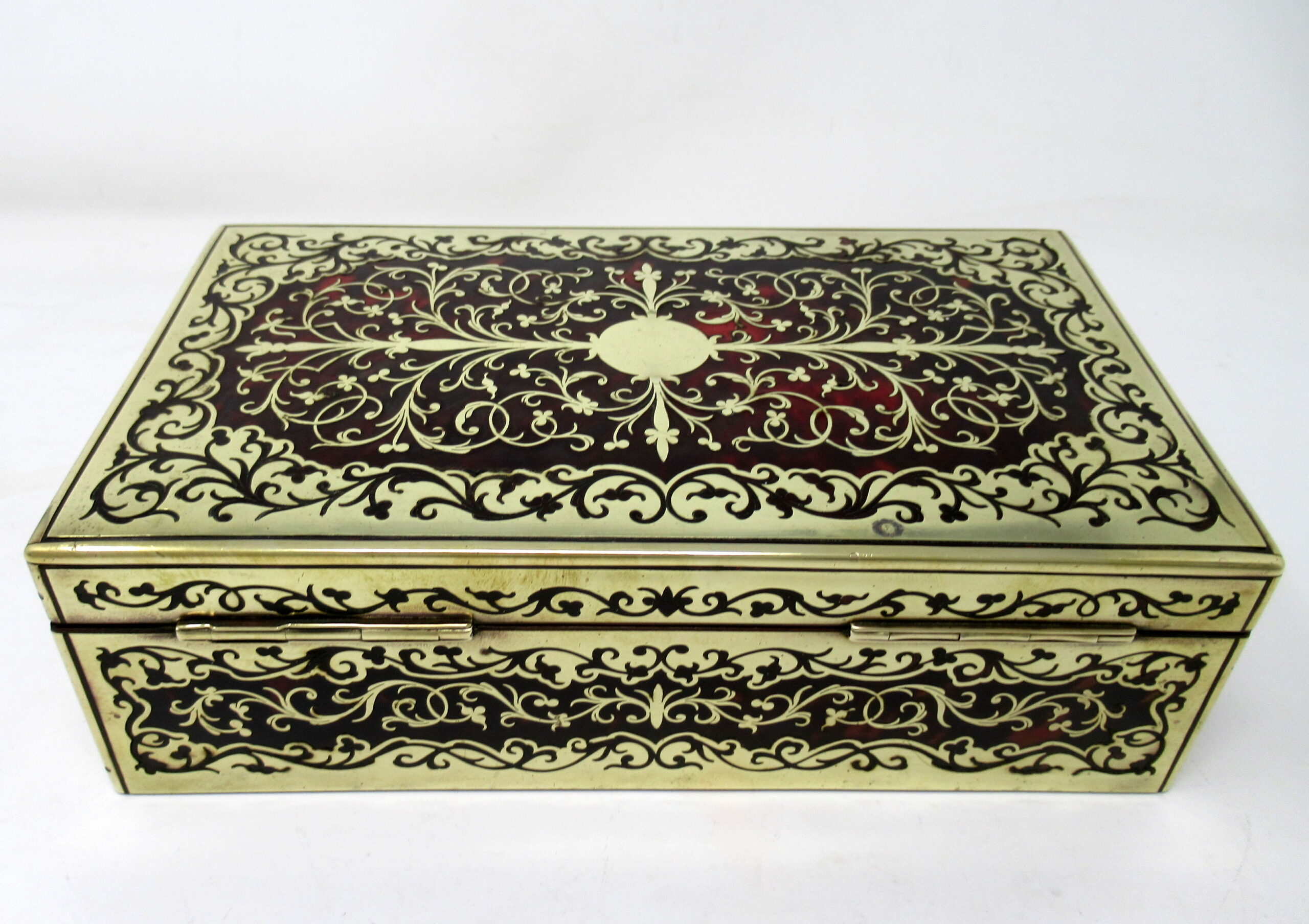 471 Sold Antique French Brass Inlaid Ebony Boulle Mahogany Jewellery Trinket Box Casket - Image 3