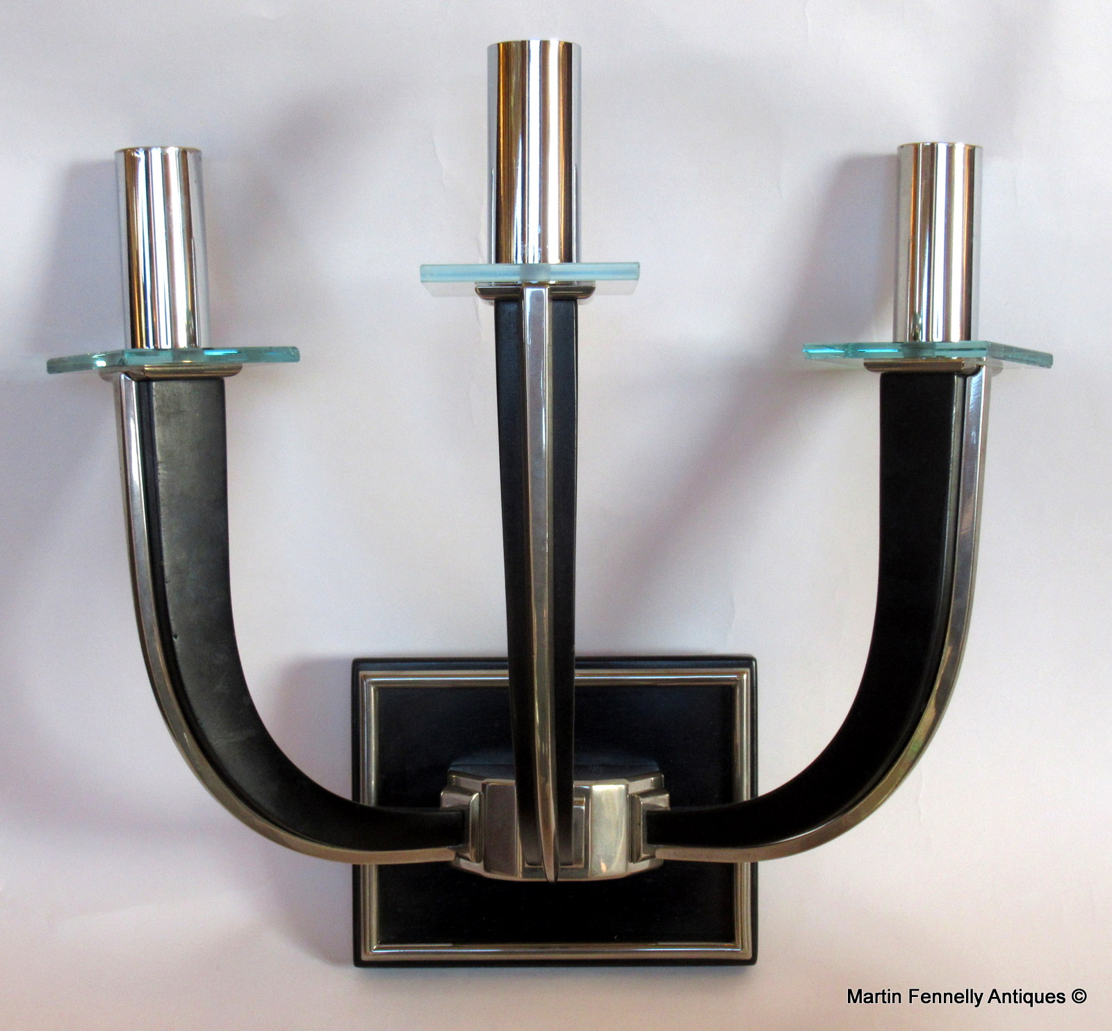 051 Sold Superb Pair of Art Deco Three Arm Wall Sconces - Circa 1940 - Image 2