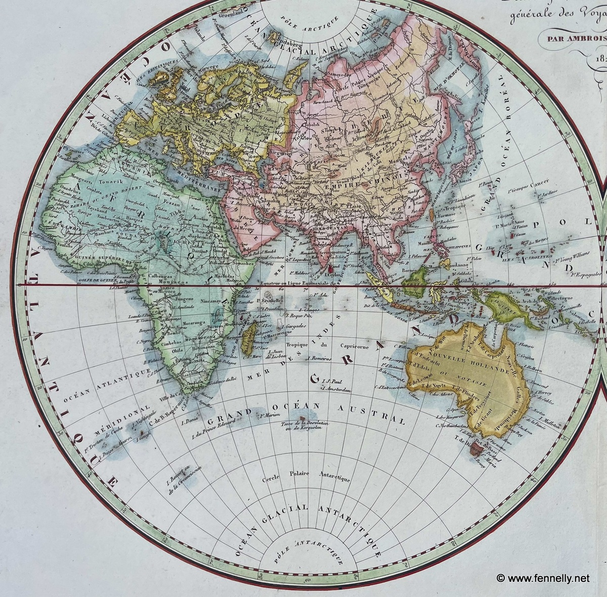 554 Mappe Monde - 1821 - Twin Hemispheres - Ambroise Tardieu - France - Image 2