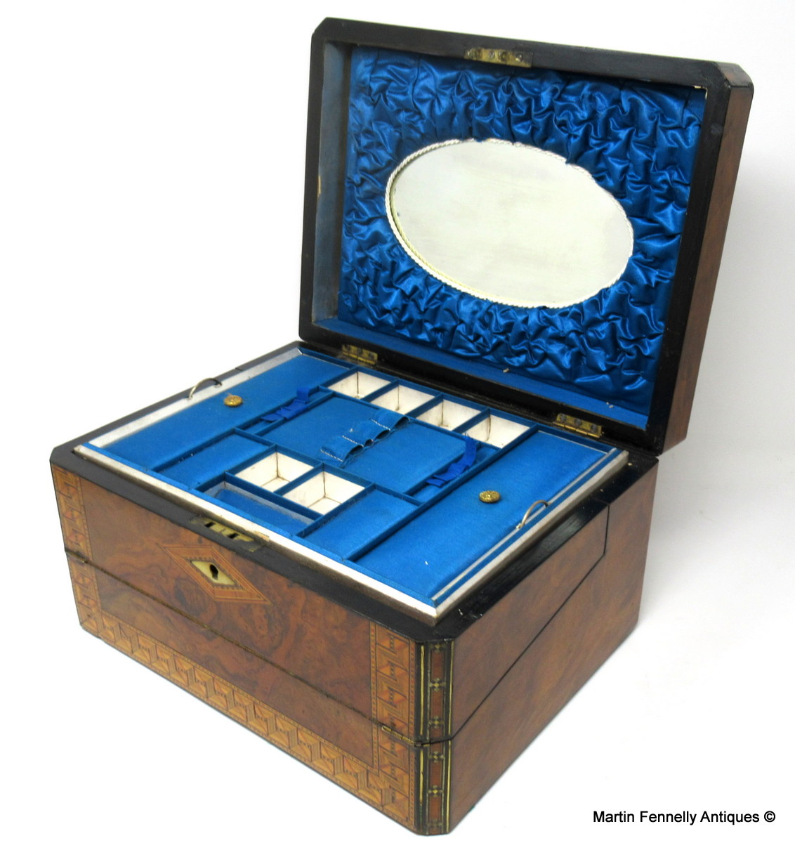 306 Sold English Ladies Work Casket and Writing Slope - Circa 1860 - Walnut - Image 3