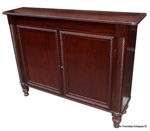 116 Irish Regency Mahogany Twin Door Cabinet - Circa 1820
