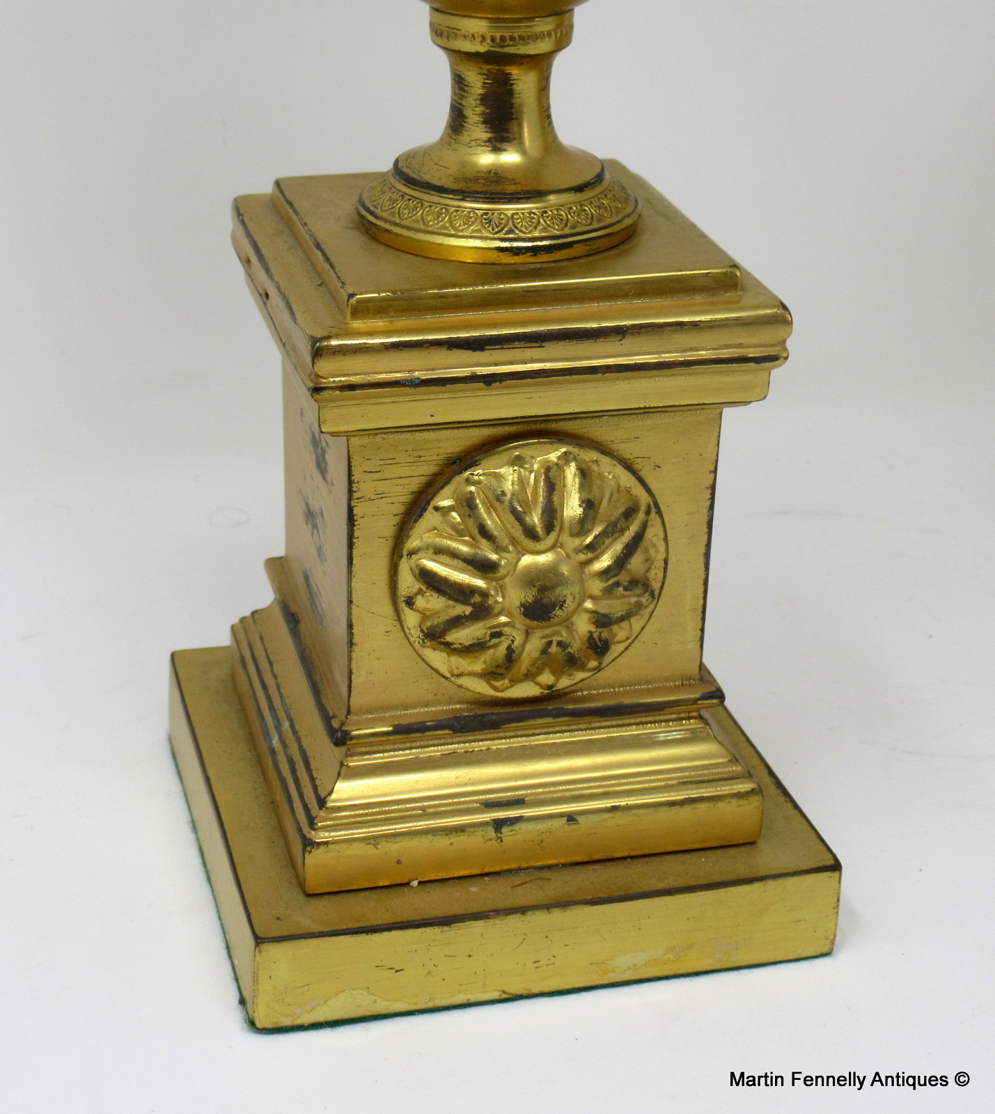 384 Sold Superb Pair of French First Empire Candlesticks- Ormolu and Porcelain Flowers Circa 1810 - Image 4