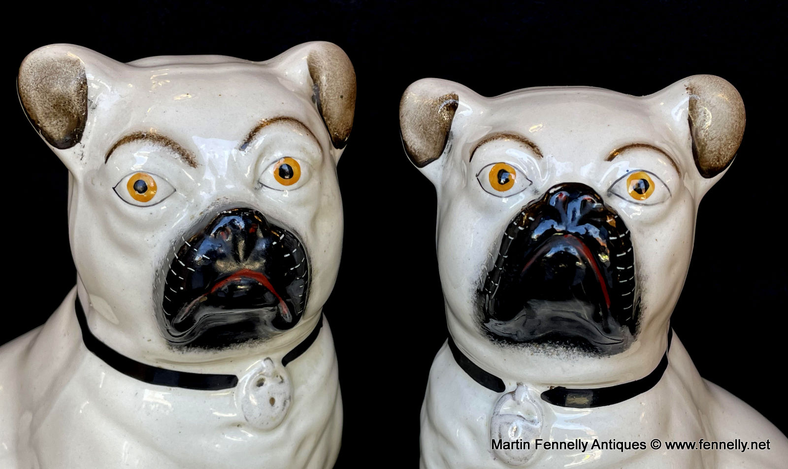 233 Sold Large Pair Of Victorian Staffordshire Porcelain Pugs Dogs C.1880 - Image 5