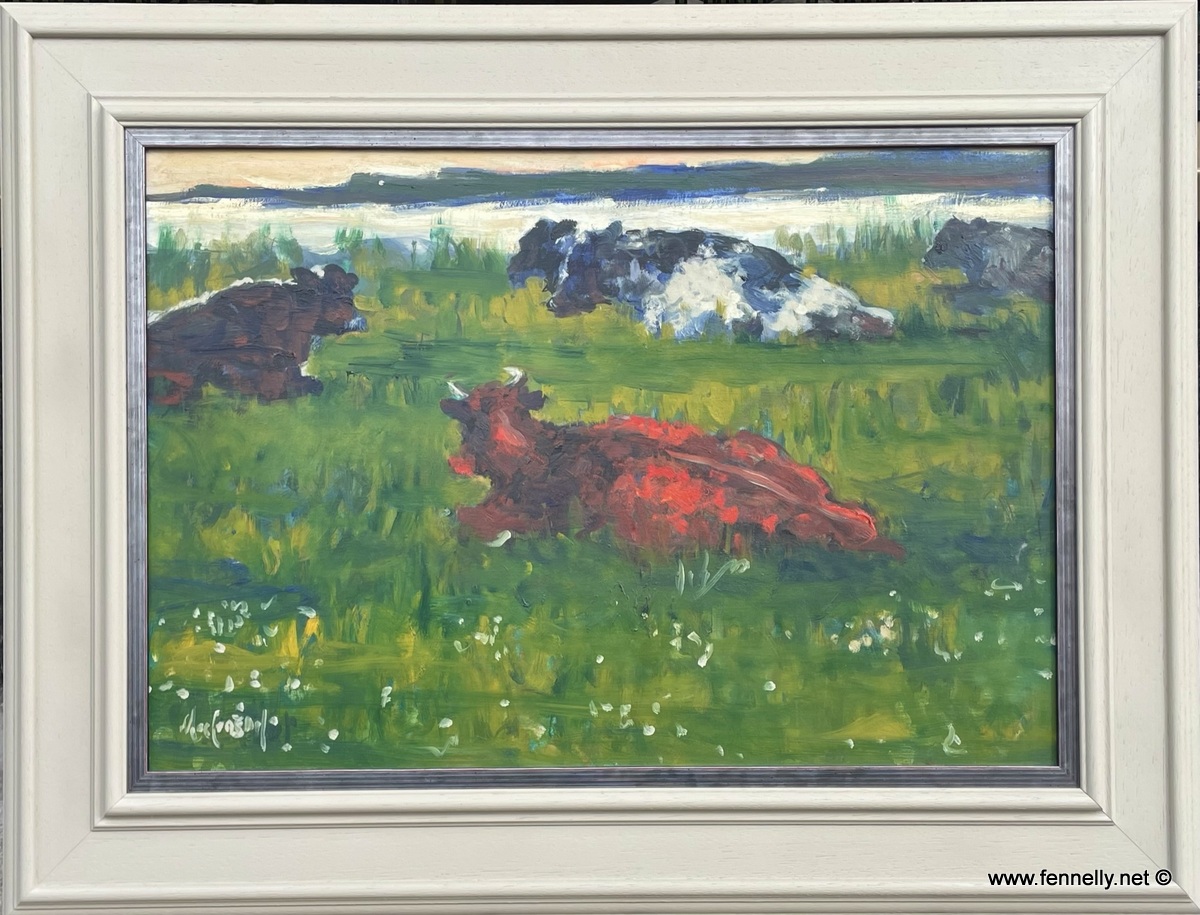 728 Maurice MacGonigal - Oil on Panel - Cattle at Evening Co Kerry - Image 4