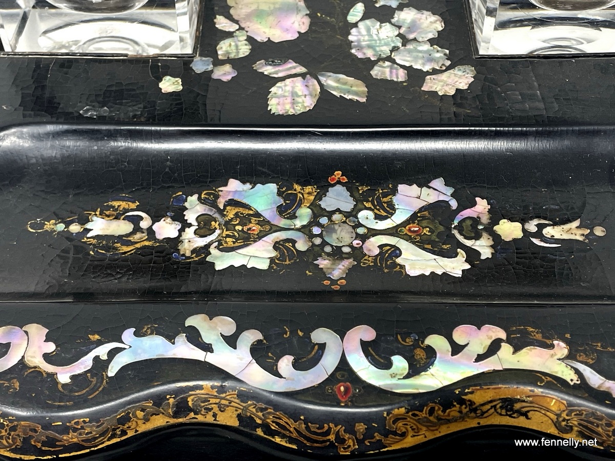 544 English Victorian Japanned Papier Mache desk set Circa 1890 - Image 7