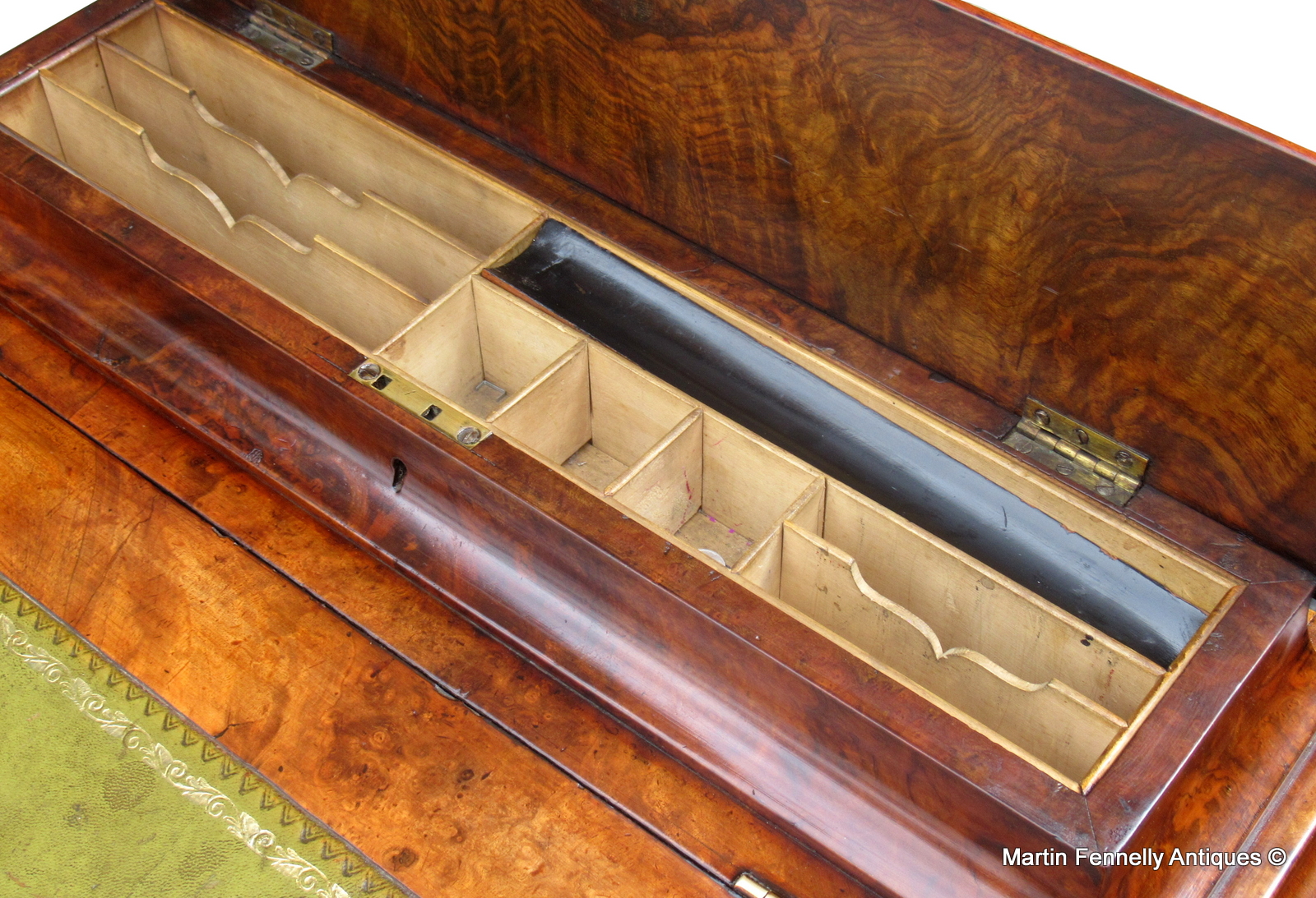 598 Sold Superb Circassian Walnut Davenport - English - Circa 1850 - Image 6