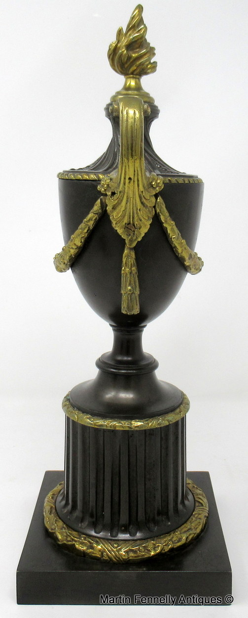 303 Sold Fine Pair English Ormolu Bronze Empire Urns 19thCt - Image 4