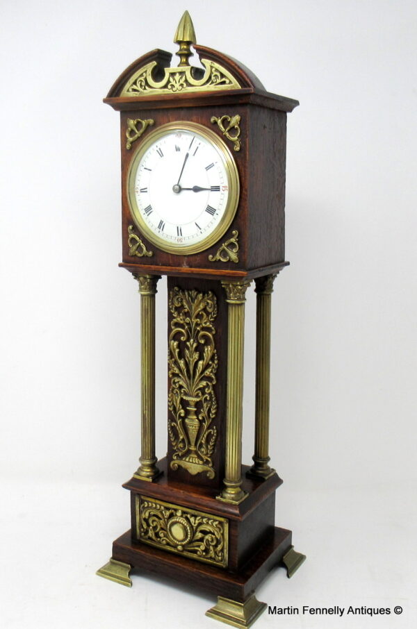 846 Sold Superb Miniature Oak Brass Mounted Longcase Clock late 19thCt