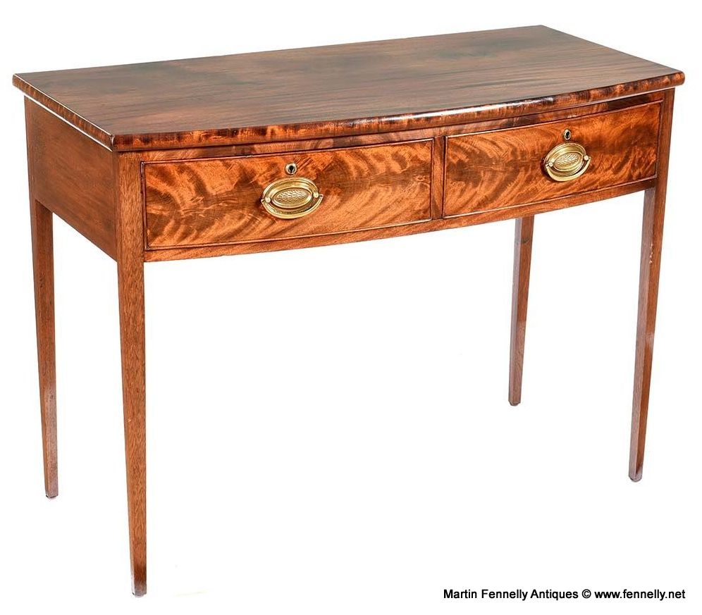 538 Sold Georgian Flaim Grain Mahogany Bow Front Side Cabinet Console Table