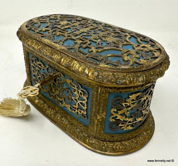 944 Sold Antique French Ormolu Gilt Bronze Dore Casket Box Sevres Style 1860 19Ct