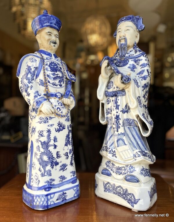 319 Pair of Large Porcelain Immortal Figures - Chinese Mid 20th Century