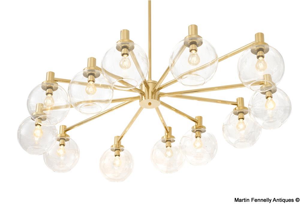 M073 Stunning Large Brass and Clear Shade Chandelier - Image 3