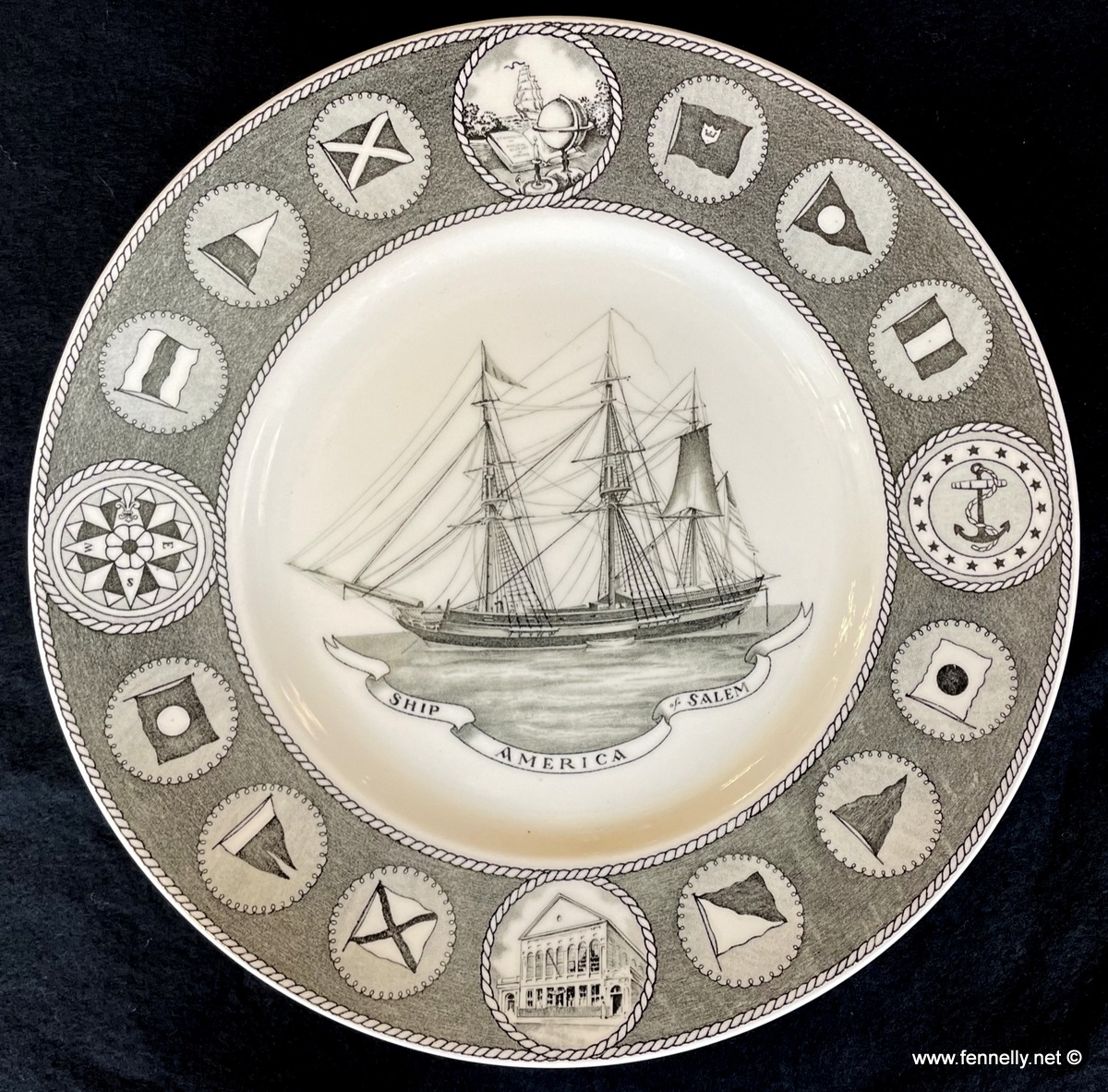 469 Set of 6 Wedgwood Plates - 150th anniversary of the Peabody Essex Museum in Salem - Image 2